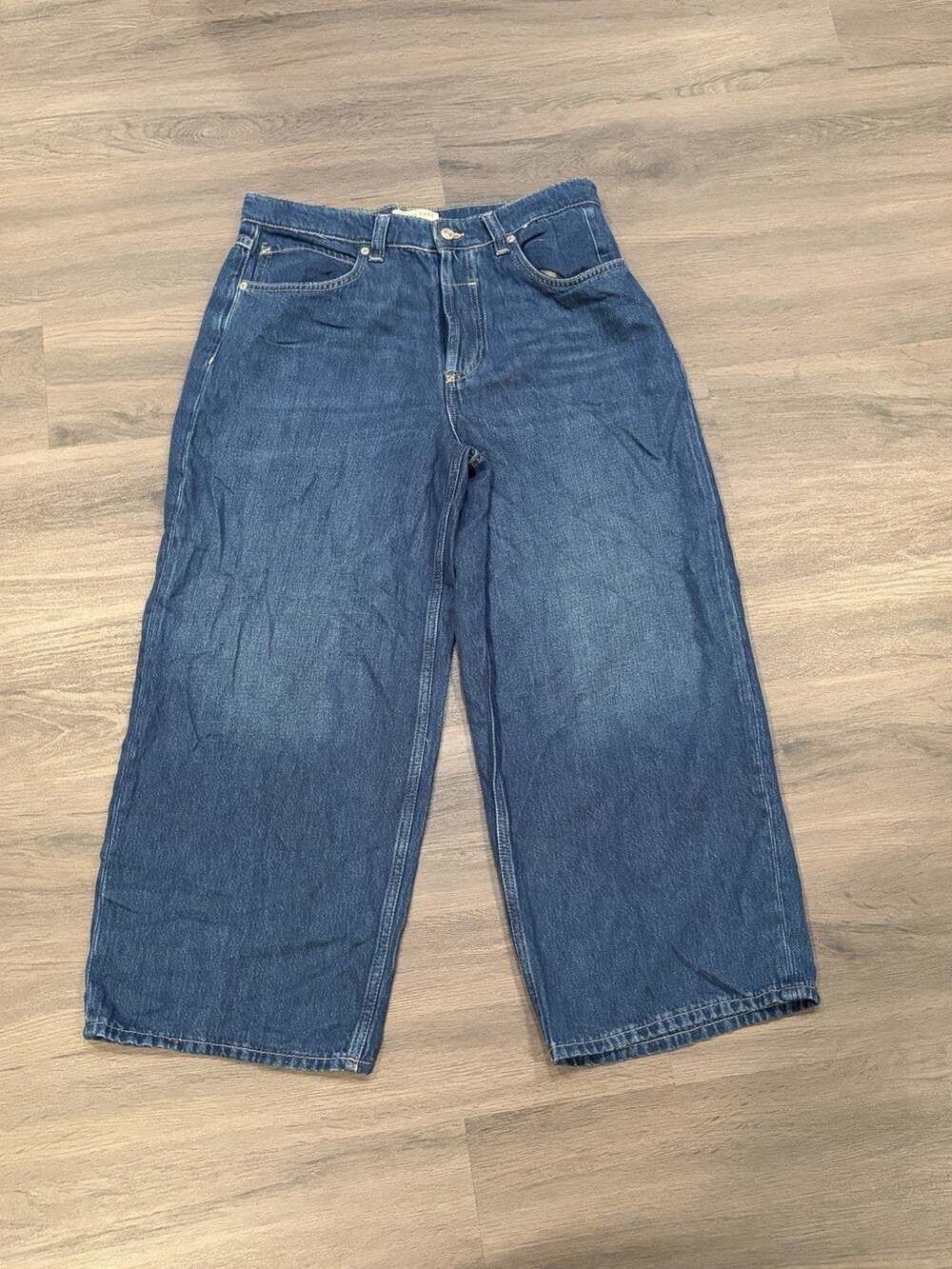 Free People We The Free Women’s Wide-Leg Jeans 29” High Rise Crop Button Closure